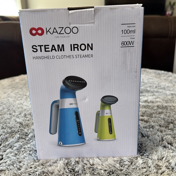 Kazoo Other - NWT Kazoo Hand Held Mini Clothes Steam Iron 100 ML 600 Watt Blue Travel Easy Use